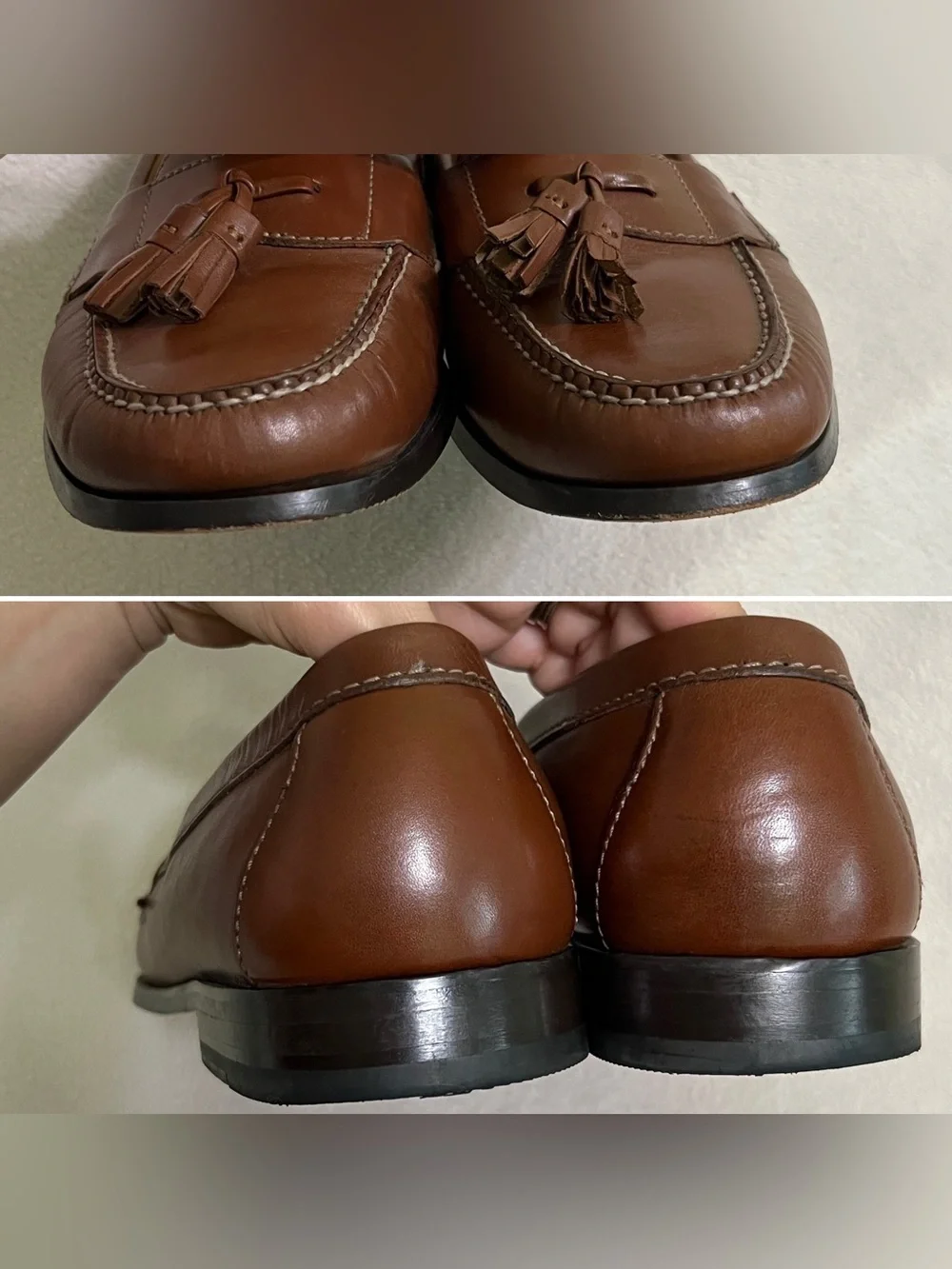 Cole Haan Men’s Tassel Loafers Cognac Leather Size 10 D Classic Dress Shoes